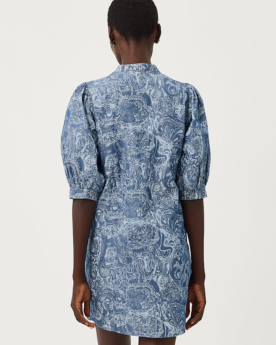 Lilly Pulitzer - Mialeigh Elbow Sleeve Dress - Indigo All Day Chambray Paisley Parade Pigment
