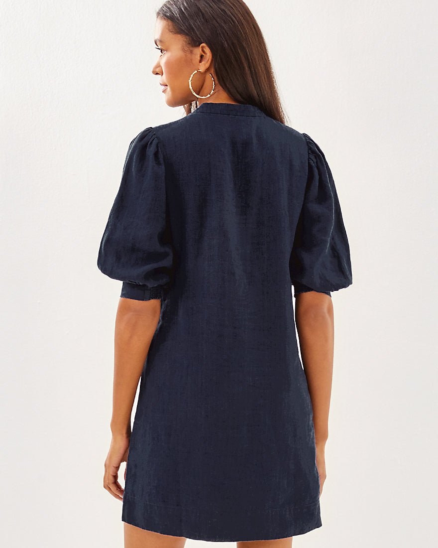Lilly Pulitzer - Mialeigh Elbow Sleeve Linen Dress - True Navy X True Navy