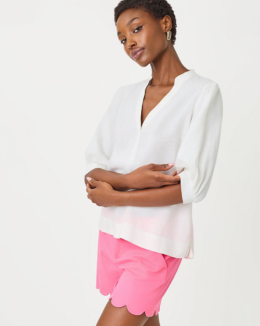 Lilly Pulitzer - Mialeigh Elbow Sleeve Linen Top - Resort White