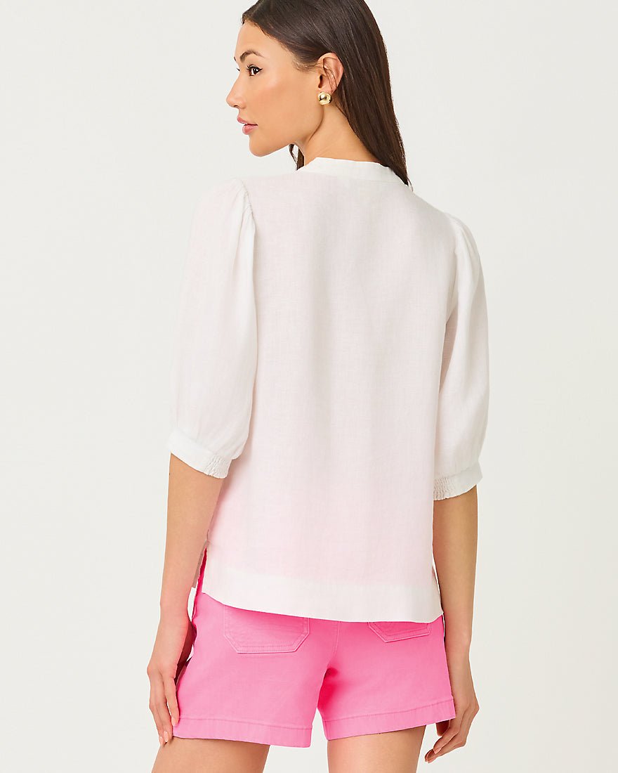 Lilly Pulitzer - Mialeigh Embroidered Linen Top - Resort White