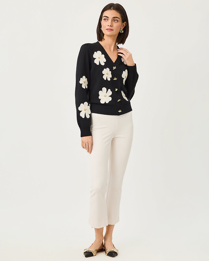 Lilly Pulitzer - Millard Sweater - Black Big Lillys Flower Embroidery