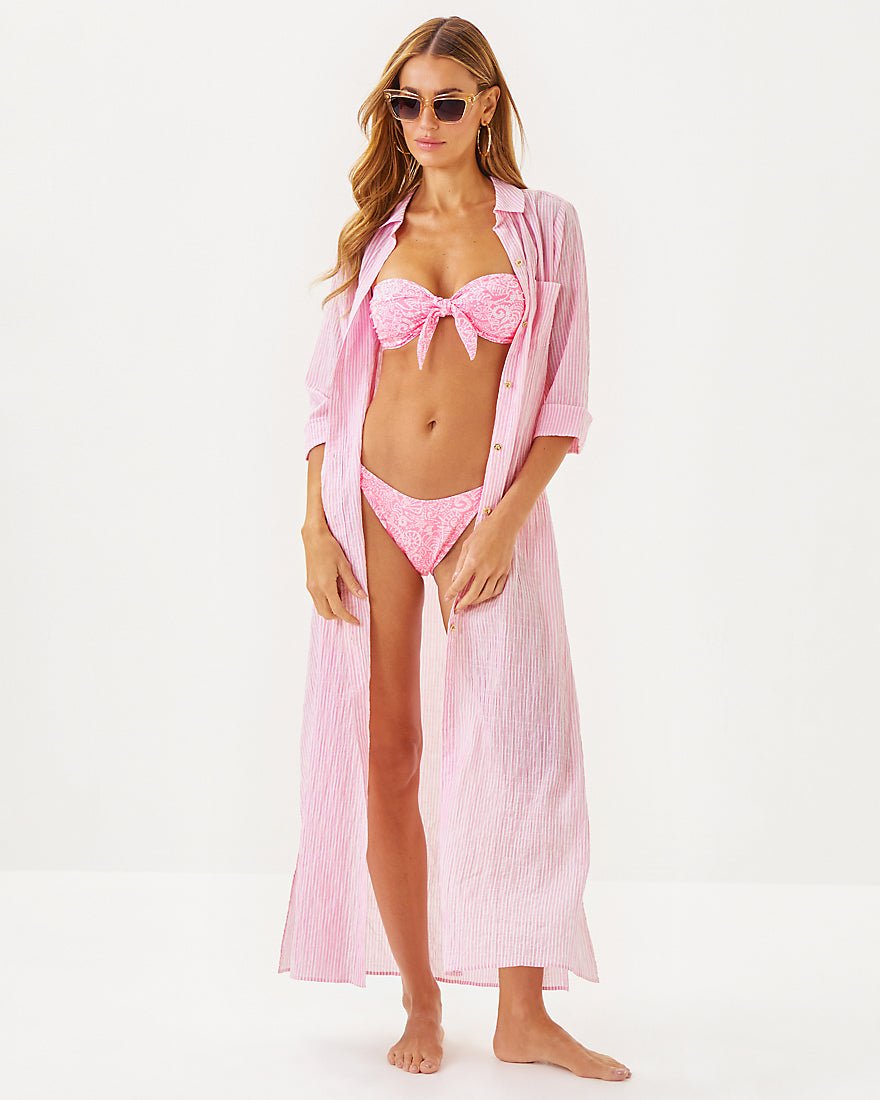 Lilly Pulitzer - Natalie Maxi Coverup - Conch Shell Pink Ltwt Oxford Stripe