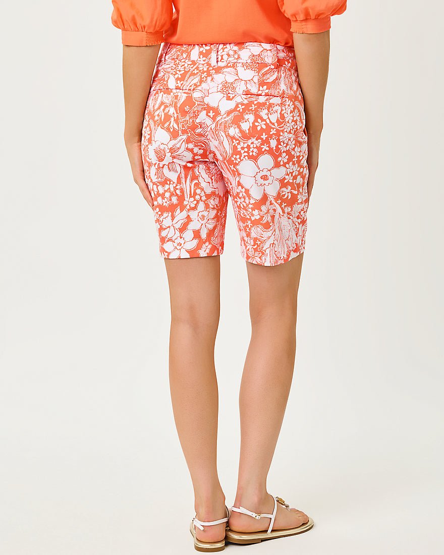 Lilly Pulitzer - Natia Mid Rise Knit Short - Sunset Orange Budding Romance