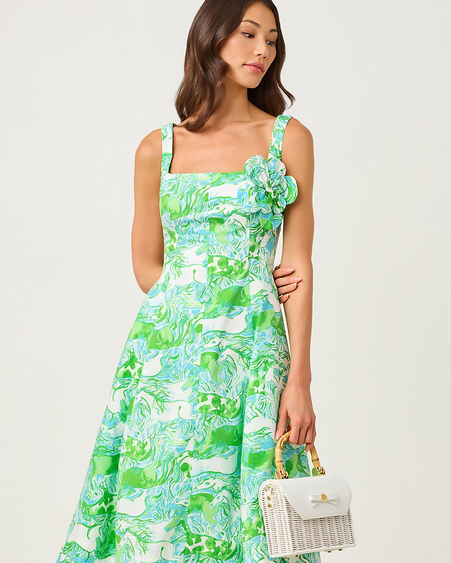 Lilly Pulitzer - Nelly Stretch Midi Dress - Capri Blue Galloping Gals