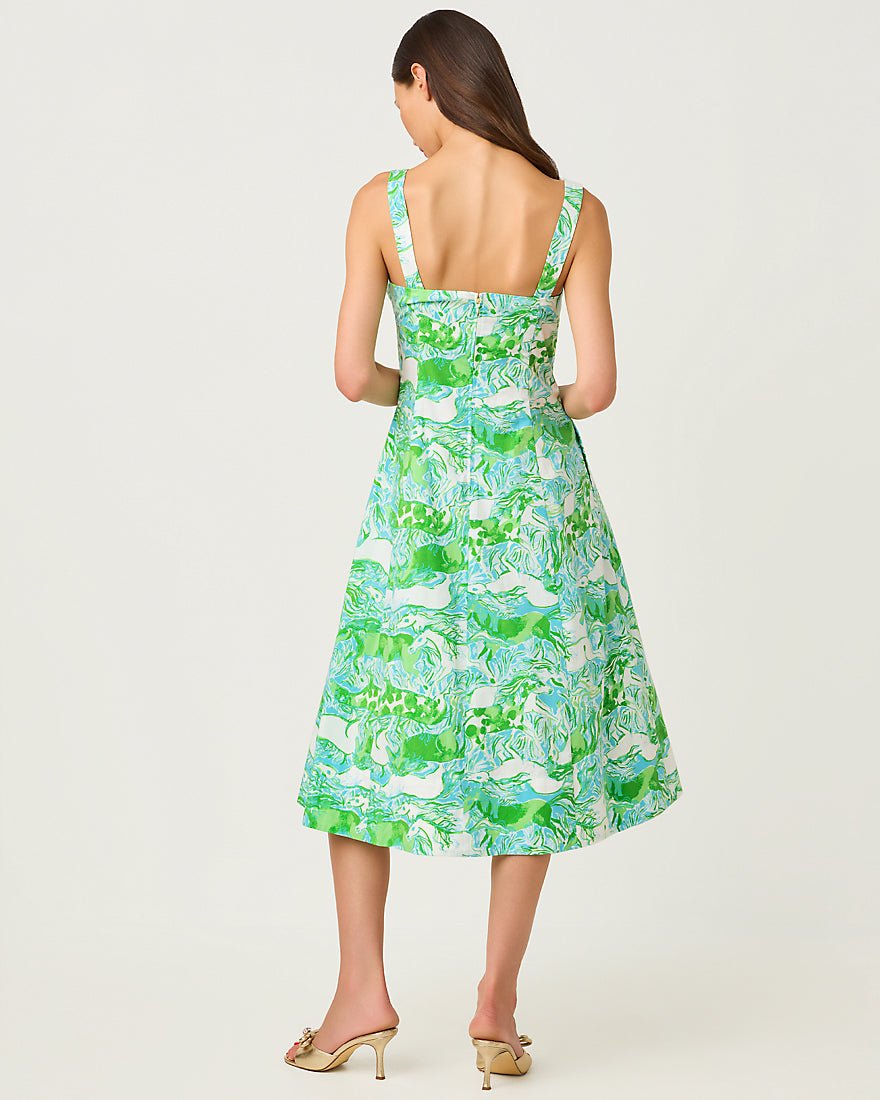 Lilly Pulitzer - Nelly Stretch Midi Dress - Capri Blue Galloping Gals