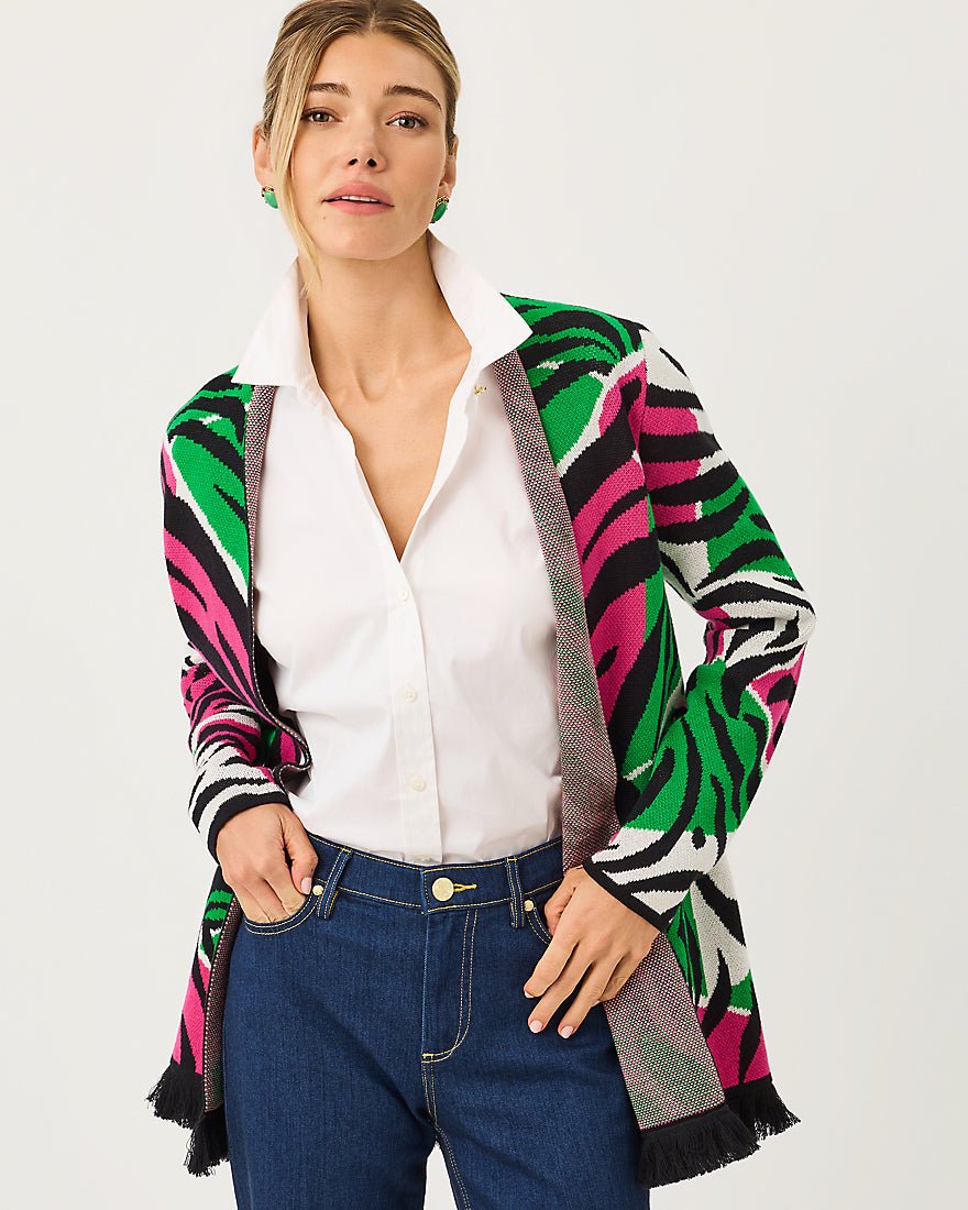 Lilly Pulitzer - Noble Jacquard Cardigan - Coconut Oversized Big Irv Jacquard