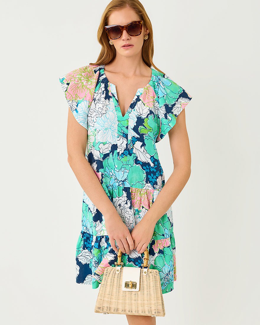 Lilly Pulitzer - Norella Linen Dress - Starlight Navy Tennessees Hibiscus