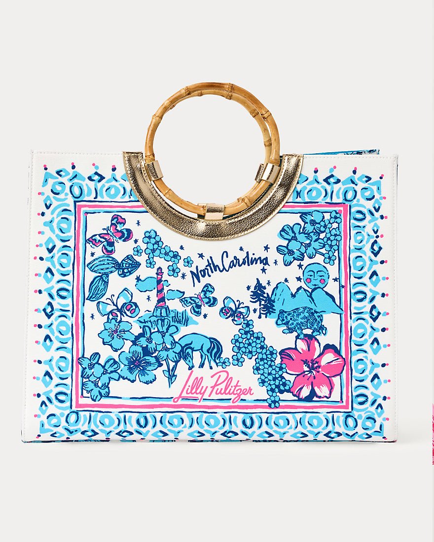 Lilly Pulitzer - Oasis Canvas Tote - Capri Blue North Carolina Destination