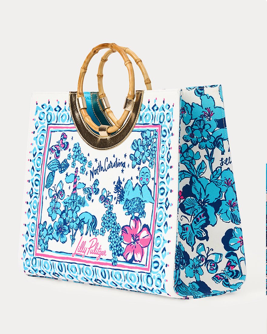 Lilly Pulitzer - Oasis Canvas Tote - Capri Blue North Carolina Destination