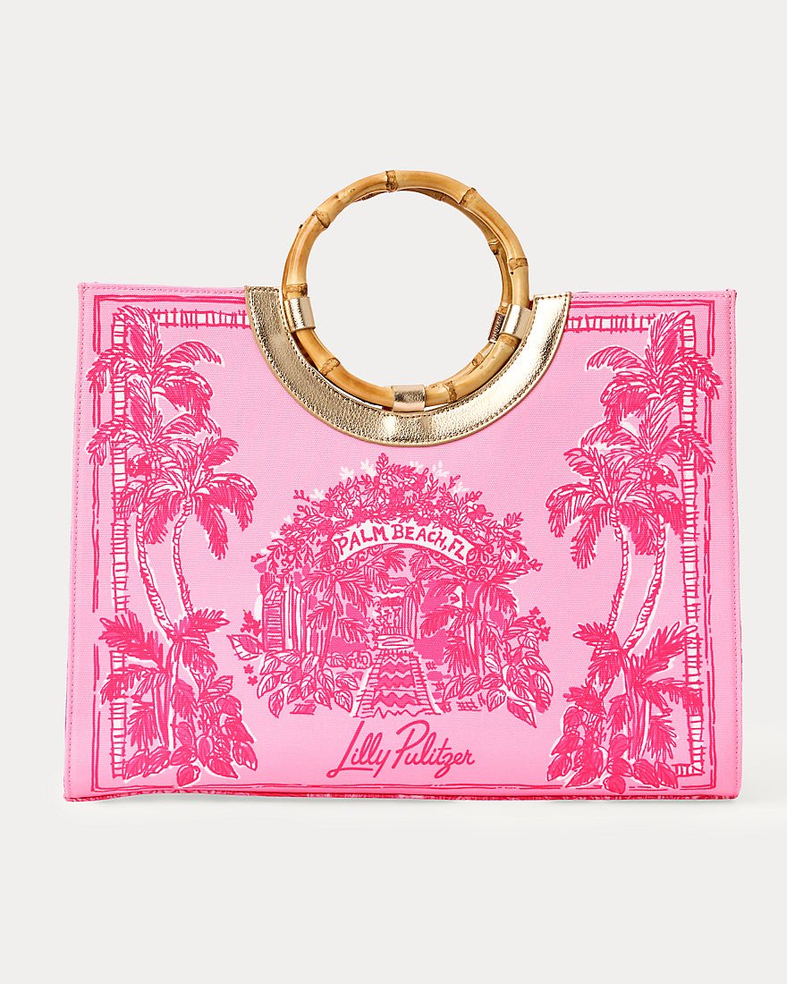 Lilly Pulitzer - Oasis Canvas Tote - Lipstick Pink Palm Beach Destination