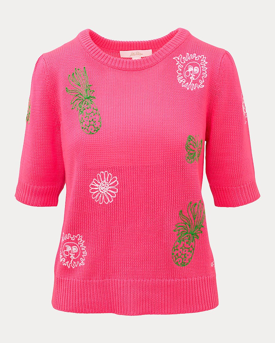 Lilly Pulitzer - Orton Sweater - Cherry Blossom Pink Fleur Embroidery