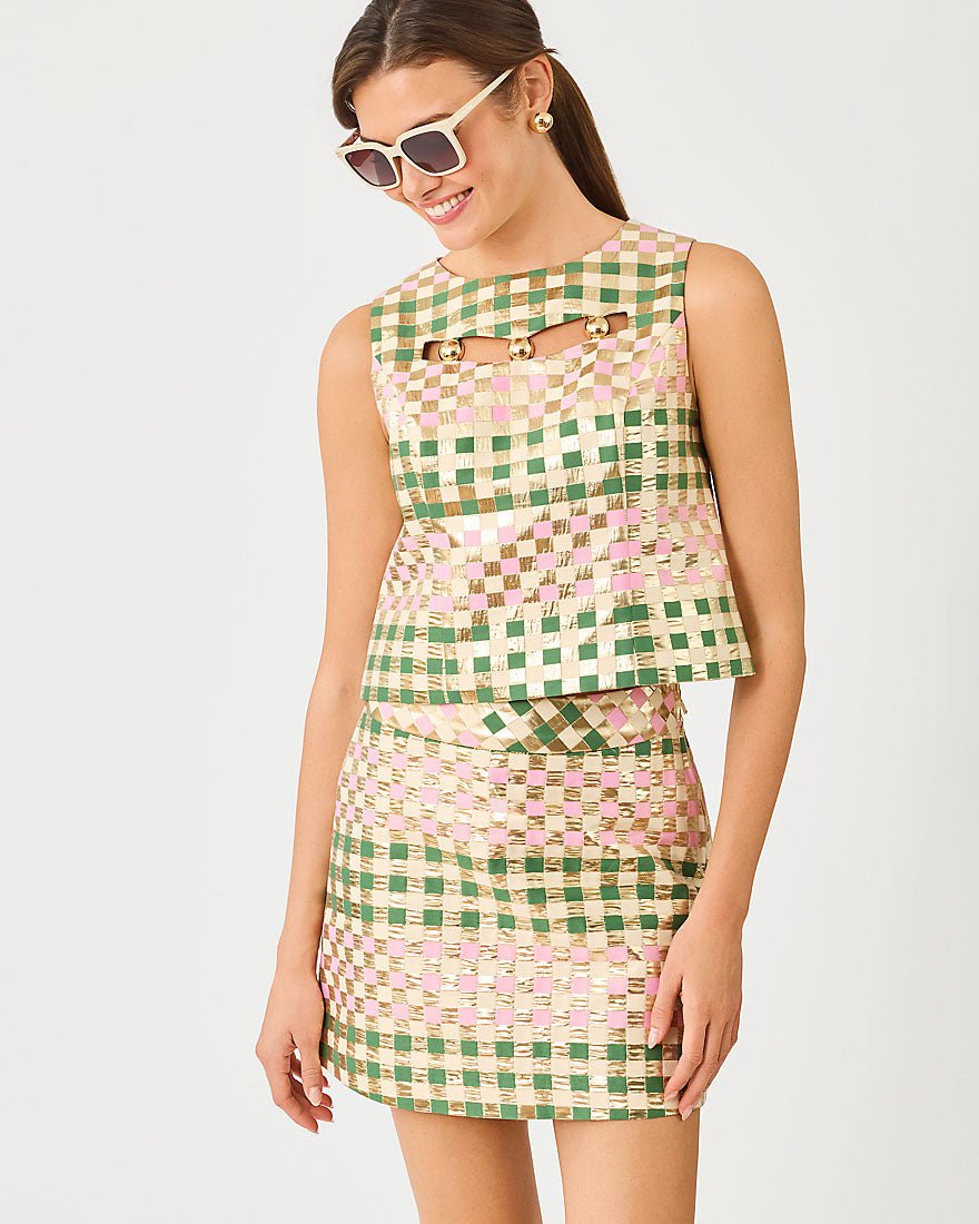 Lilly Pulitzer - Paloma Sleeveless Top - Oregano Golden Gingham Jacquard