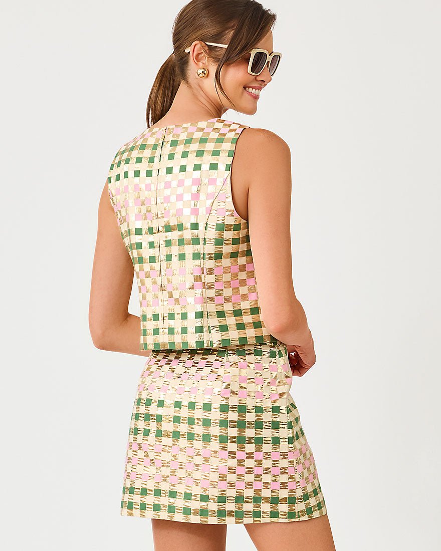 Lilly Pulitzer - Paloma Sleeveless Top - Oregano Golden Gingham Jacquard