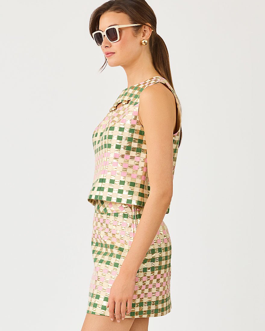 Lilly Pulitzer - Paloma Sleeveless Top - Oregano Golden Gingham Jacquard