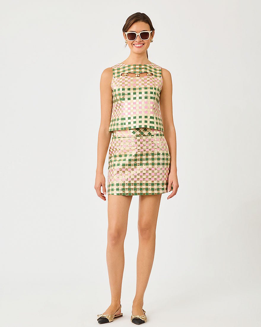 Lilly Pulitzer - Paloma Sleeveless Top - Oregano Golden Gingham Jacquard