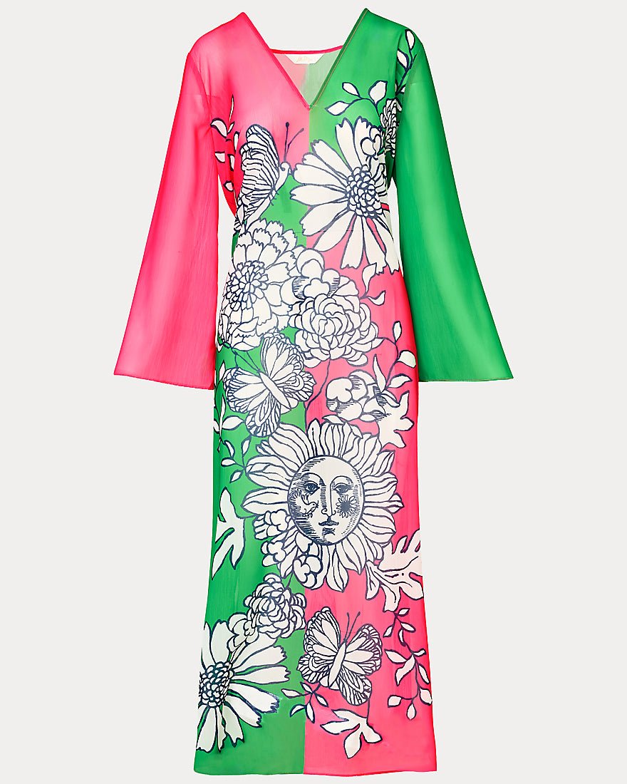 Lilly Pulitzer - Perry Long Sleeve Maxi Cover Up - Cherry Blossom Pink Follow The Sun