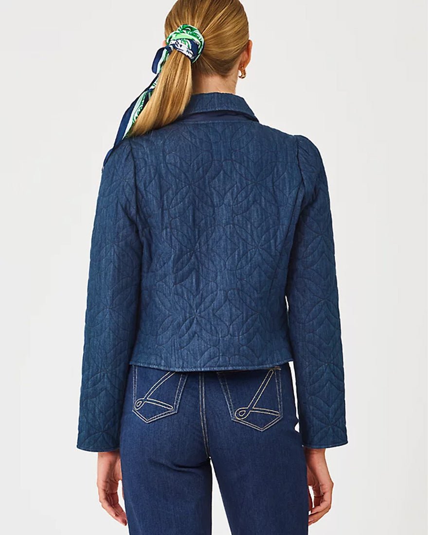 Lilly Pulitzer - Peyser Quilted Denim Jacket - Dark Wash Butterfly Quilted Indigo