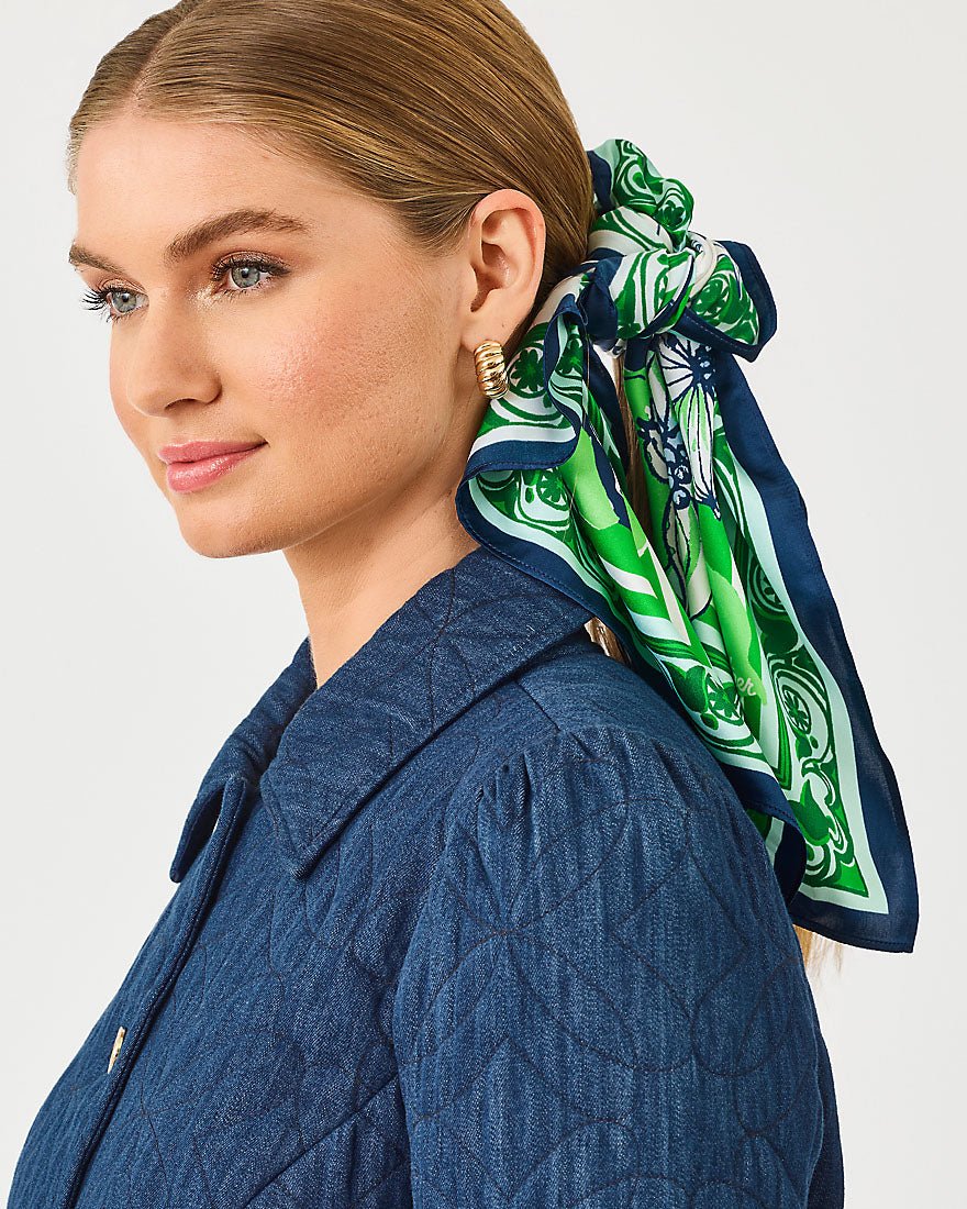 Lilly Pulitzer - Poinciana Silk Scarf - Low Tide Navy Canine Couture