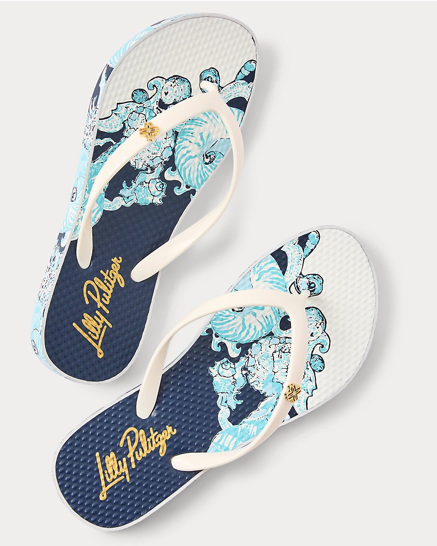 Lilly Pulitzer - Pool Flip Flop - Resort White Shell Shine