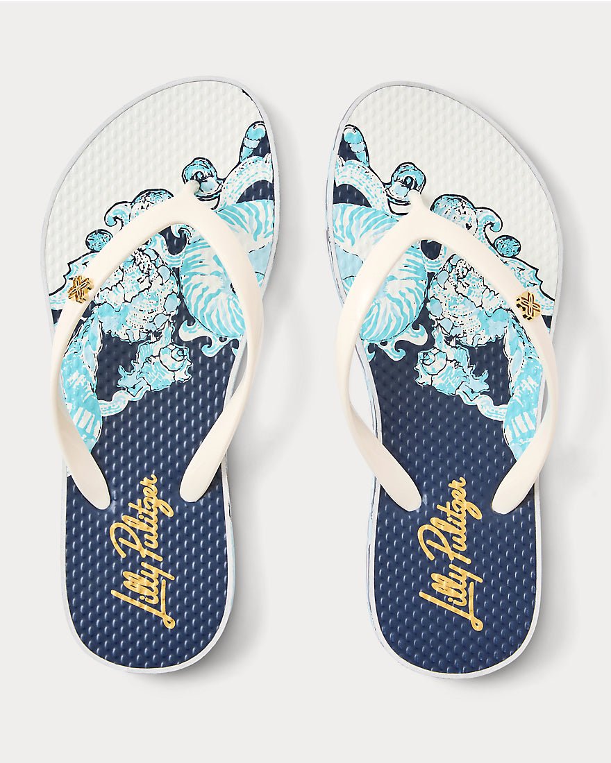 Lilly Pulitzer - Pool Flip Flop - Resort White Shell Shine