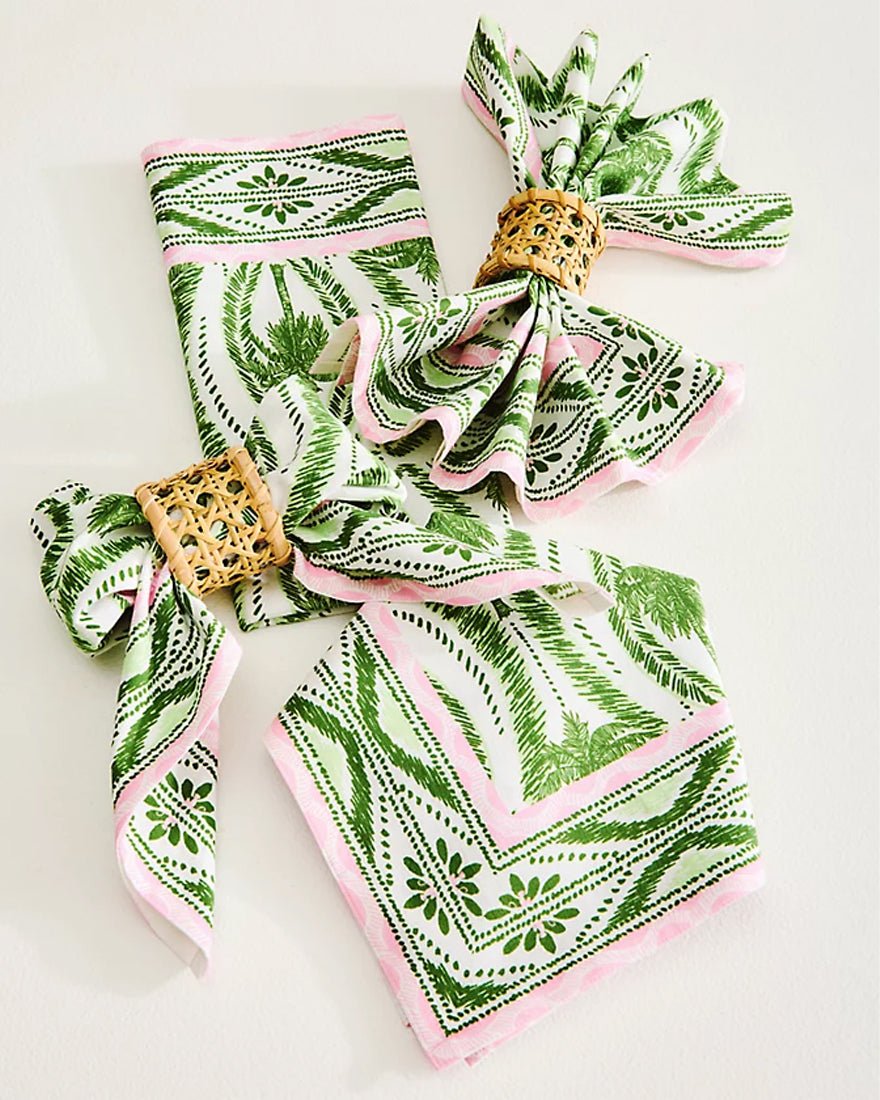 Lilly Pulitzer - Printed Dinner Napkin Set - Coconut Textured Palm Stripe
