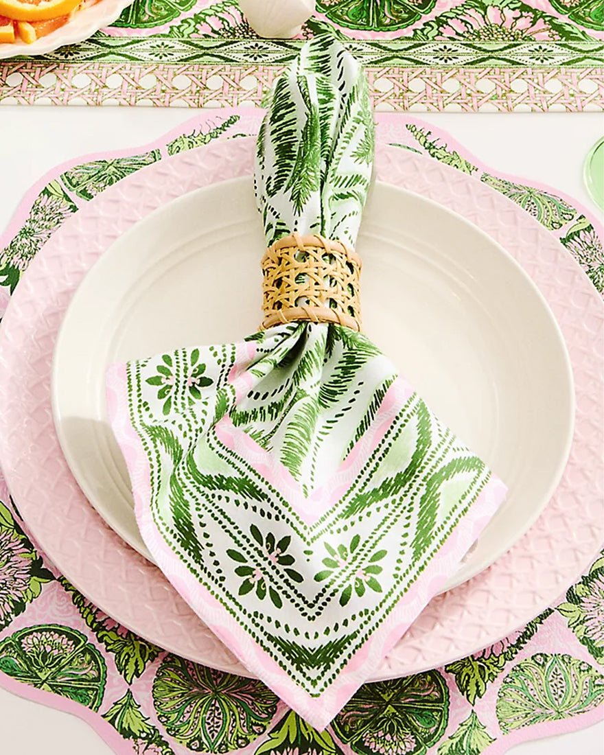 Lilly Pulitzer - Printed Dinner Napkin Set - Coconut Textured Palm Stripe