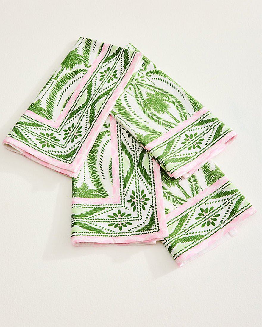 Lilly Pulitzer - Printed Dinner Napkin Set - Coconut Textured Palm Stripe
