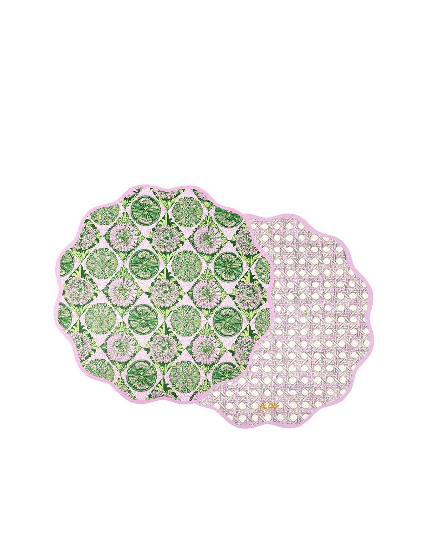 Lilly Pulitzer - Reversible Placemat - Oleander Pink Tropical Tiles