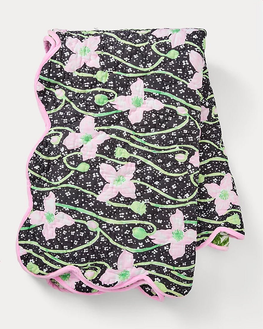 Lilly Pulitzer - Reversible Throw Blanket - Onyx Blushing Blooms