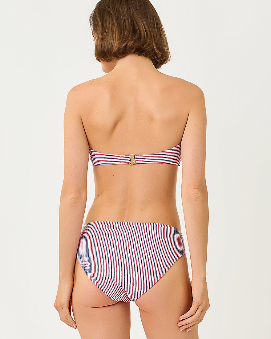 Lilly Pulitzer - Rior Hipster Bikini Bottom - Resort White X Paradise Punch X Starlight Navy Seersucker Stripe