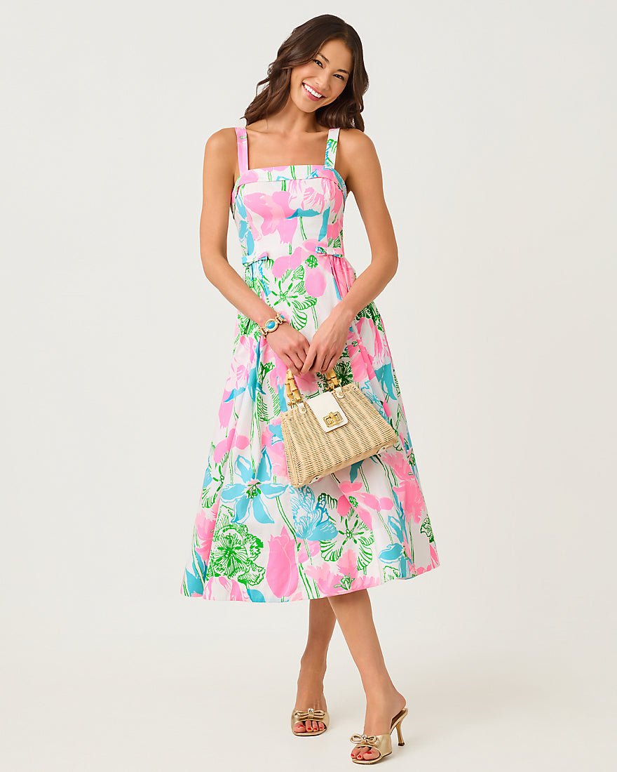 Lilly Pulitzer - Rissy Midi Dress - Resort White Oversized Viney Liney