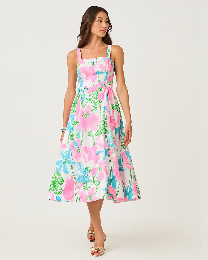 Lilly Pulitzer - Rissy Midi Dress - Resort White Oversized Viney Liney
