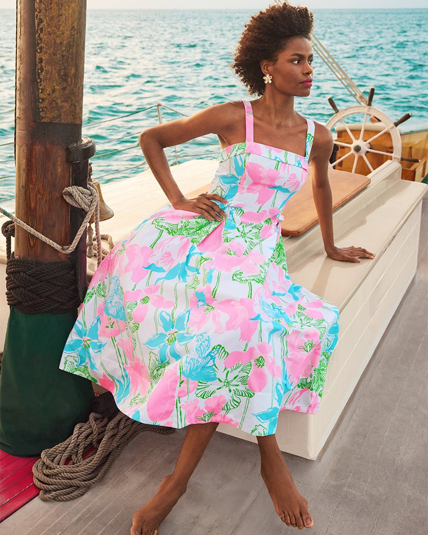 Lilly Pulitzer - Rissy Midi Dress - Resort White Oversized Viney Liney