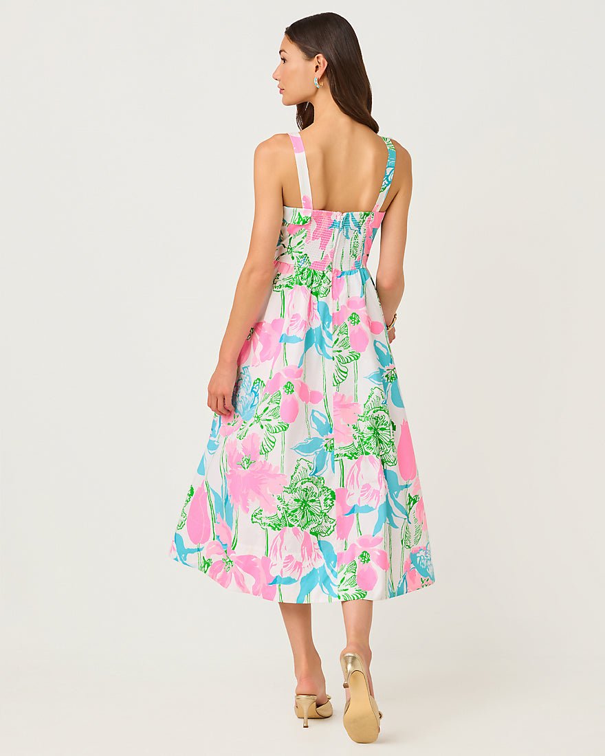 Lilly Pulitzer - Rissy Midi Dress - Resort White Oversized Viney Liney