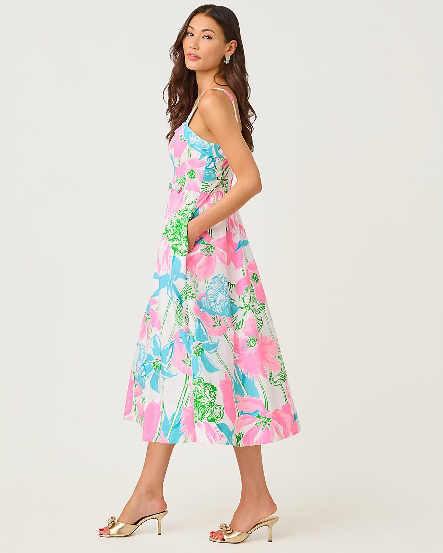 Lilly Pulitzer - Rissy Midi Dress - Resort White Oversized Viney Liney