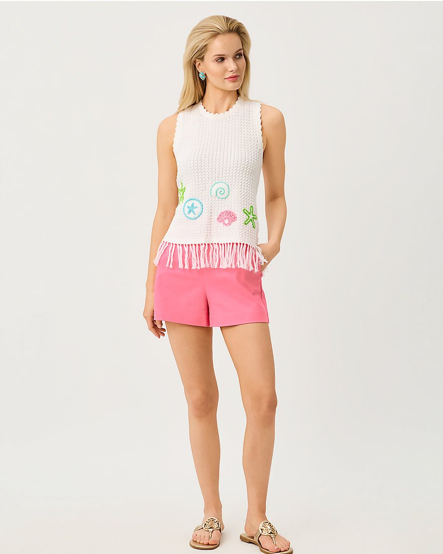 Lilly Pulitzer - Roe Sweater Shell - Resort White Starfish Embroidery