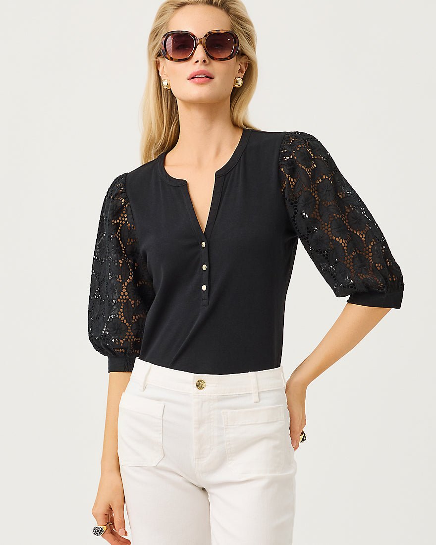 Lilly Pulitzer - Ronson Eyelet Knit Top - Noir