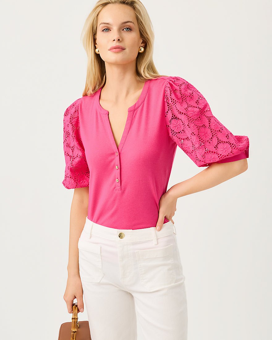 Lilly Pulitzer - Ronson Eyelet Knit Top - Pink Aster