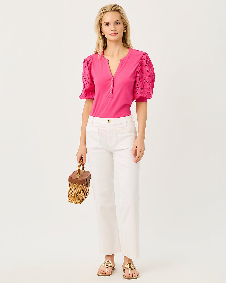 Lilly Pulitzer - Ronson Eyelet Knit Top - Pink Aster