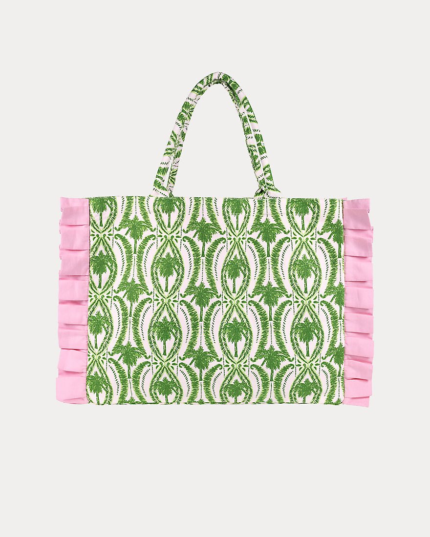 Lilly Pulitzer - Ruffle Tote - Coconut Textured Palm Stripe