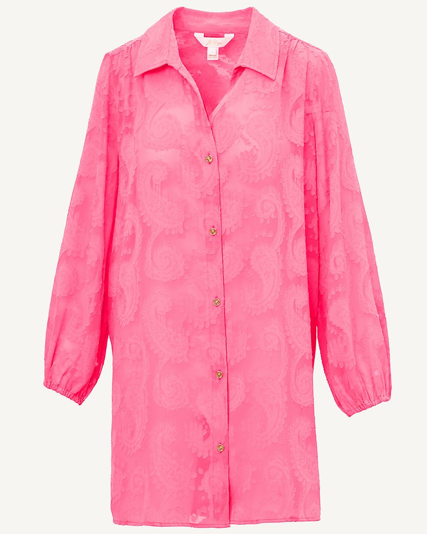 Lilly Pulitzer - Sadira Clip Coverup - Cherry Blossom Pink Tangerine Dream Poly Clip Jacquard