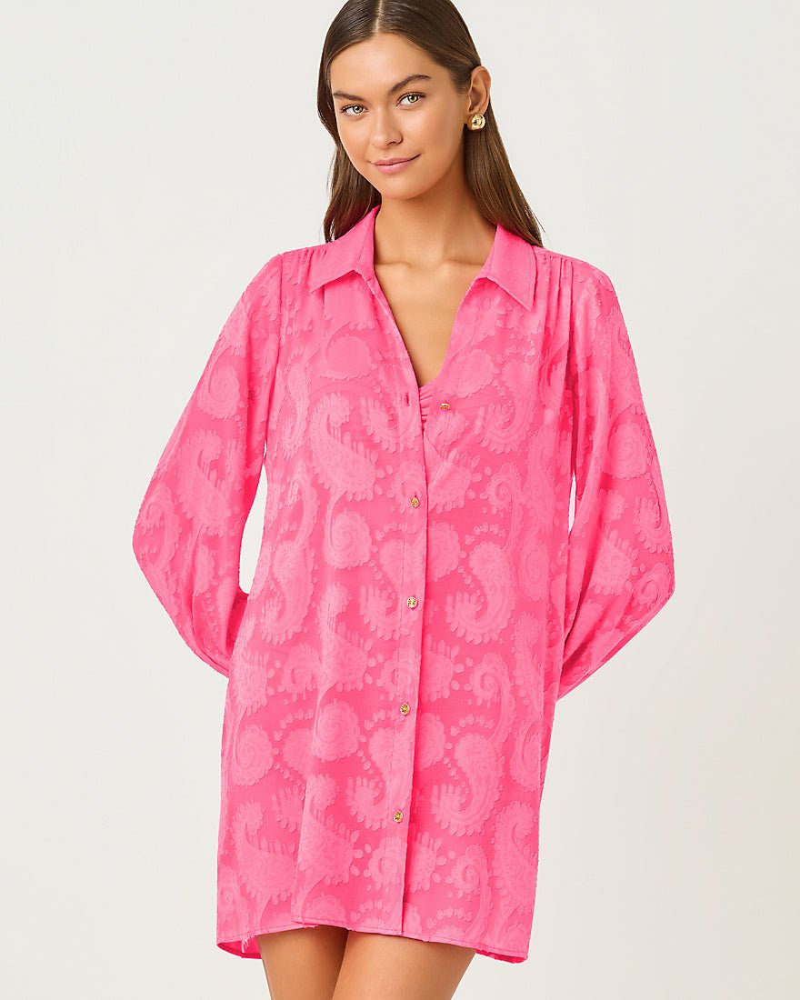 Lilly Pulitzer - Sadira Clip Coverup - Cherry Blossom Pink Tangerine Dream Poly Clip Jacquard