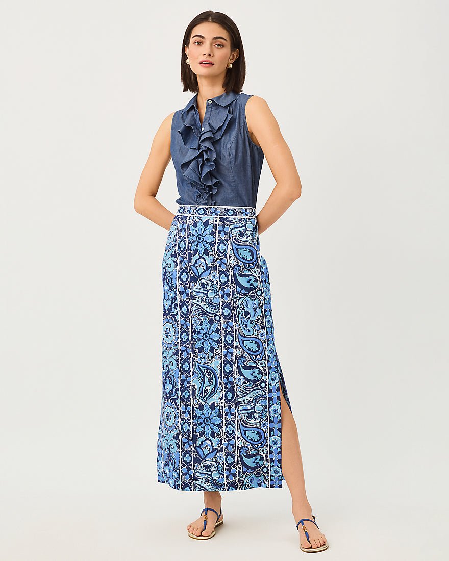 Lilly Pulitzer - Sanders Maxi Skirt - Low Tide Navy The Casbah