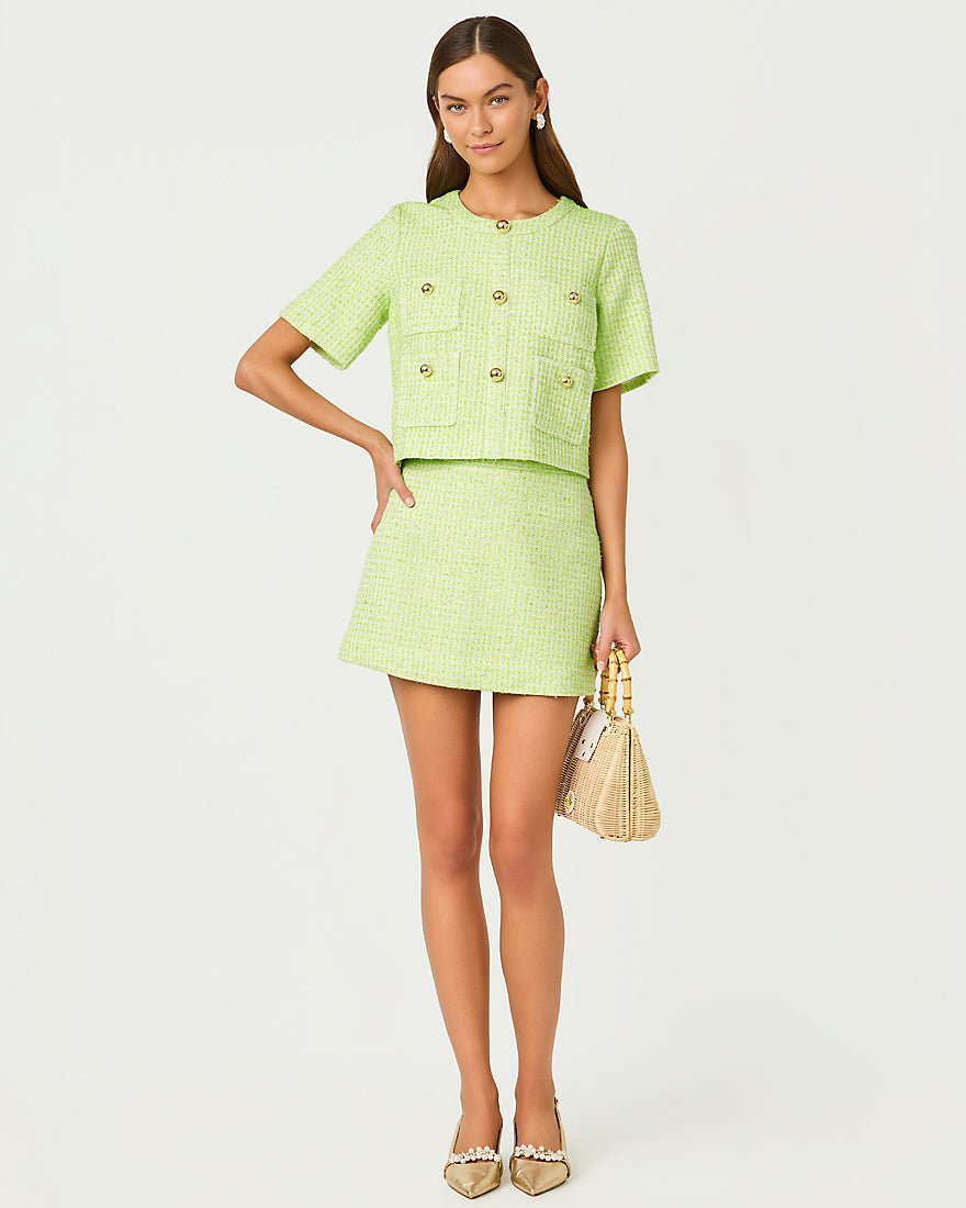 Lilly Pulitzer - Sarissa Boucle Mini Skirt - Crocodile Green Fantasy Boucle