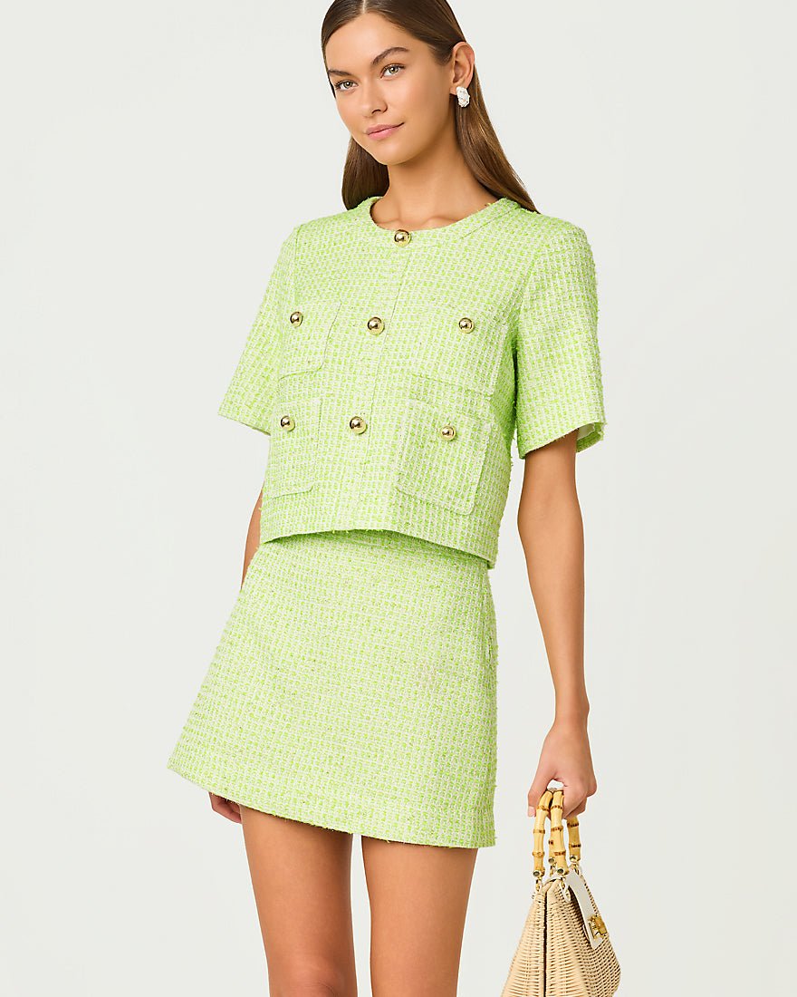 Lilly Pulitzer - Sarissa Boucle Mini Skirt - Crocodile Green Fantasy Boucle
