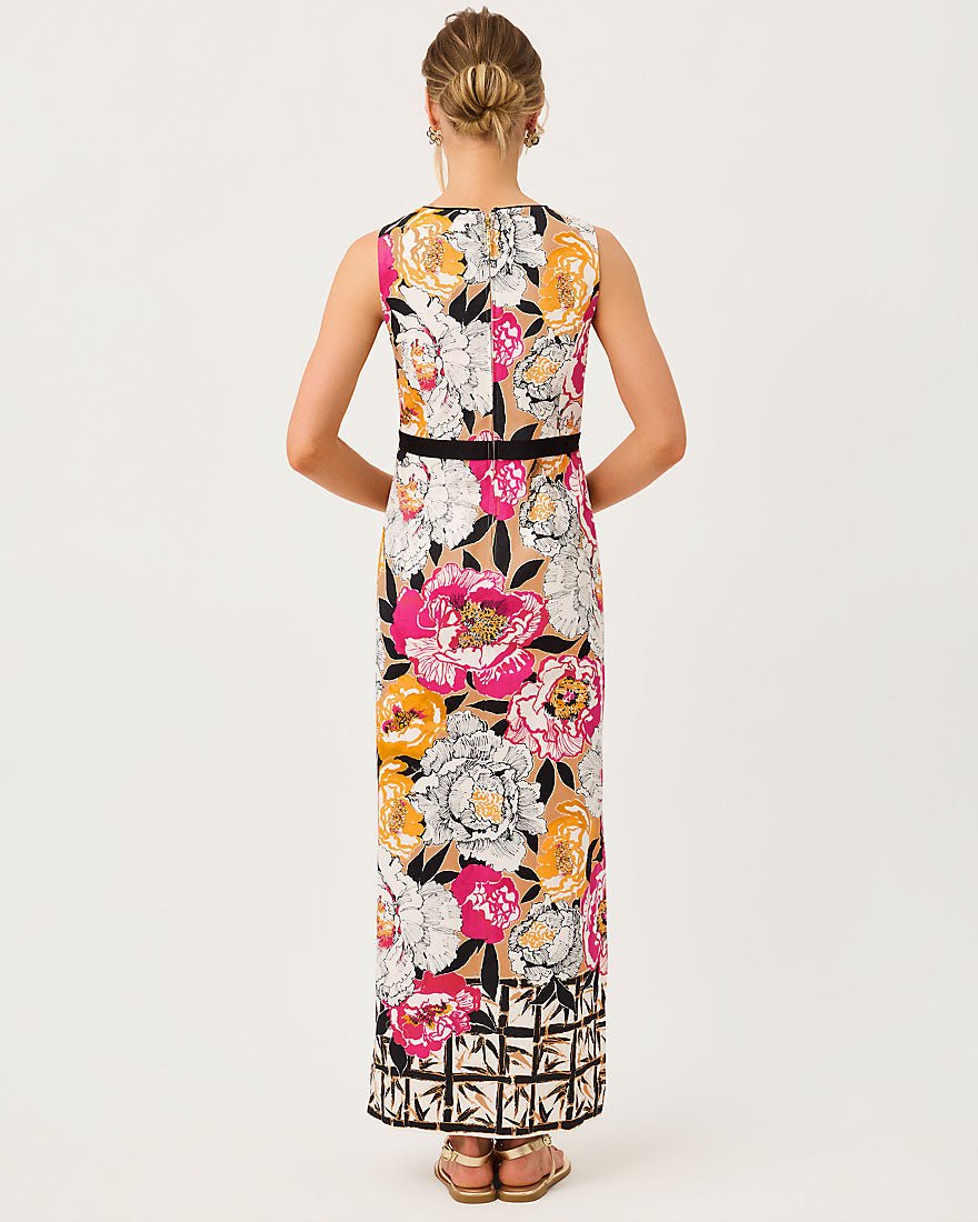 Lilly Pulitzer - Saybine Stretch Maxi Shift Dress - Iced Latte Peony Perfection