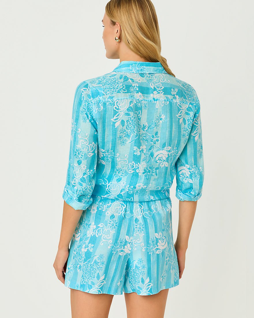 Lilly Pulitzer - Sea View Button Down Top - Capri Blue Roseys Petals