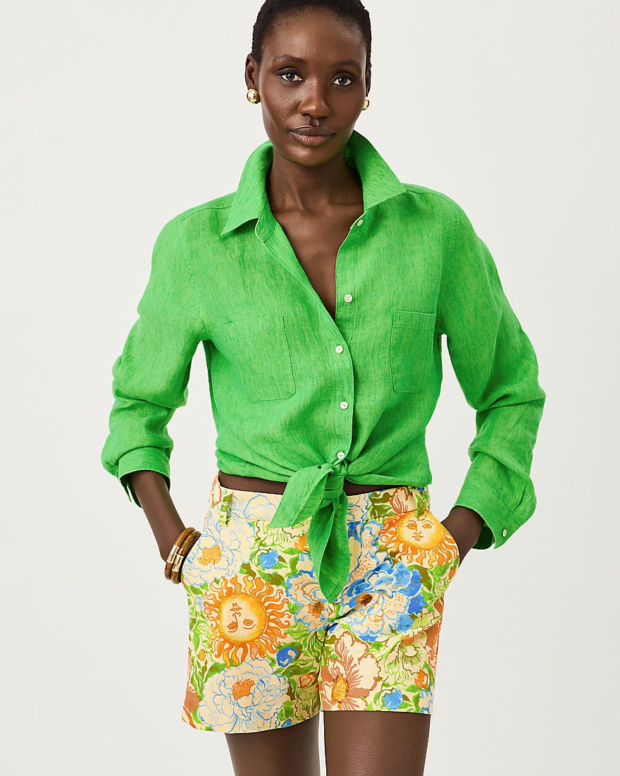 Lilly Pulitzer - Sea View Button Down Top - Ivy Green X Chateau Green