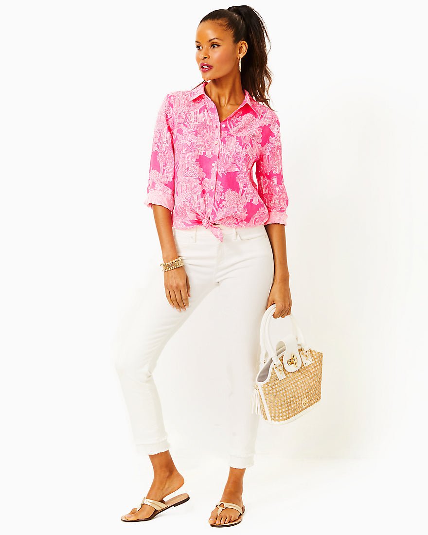 Sea View Button Down Top - Roxie Pink Pb Anniversary Toile - 4
