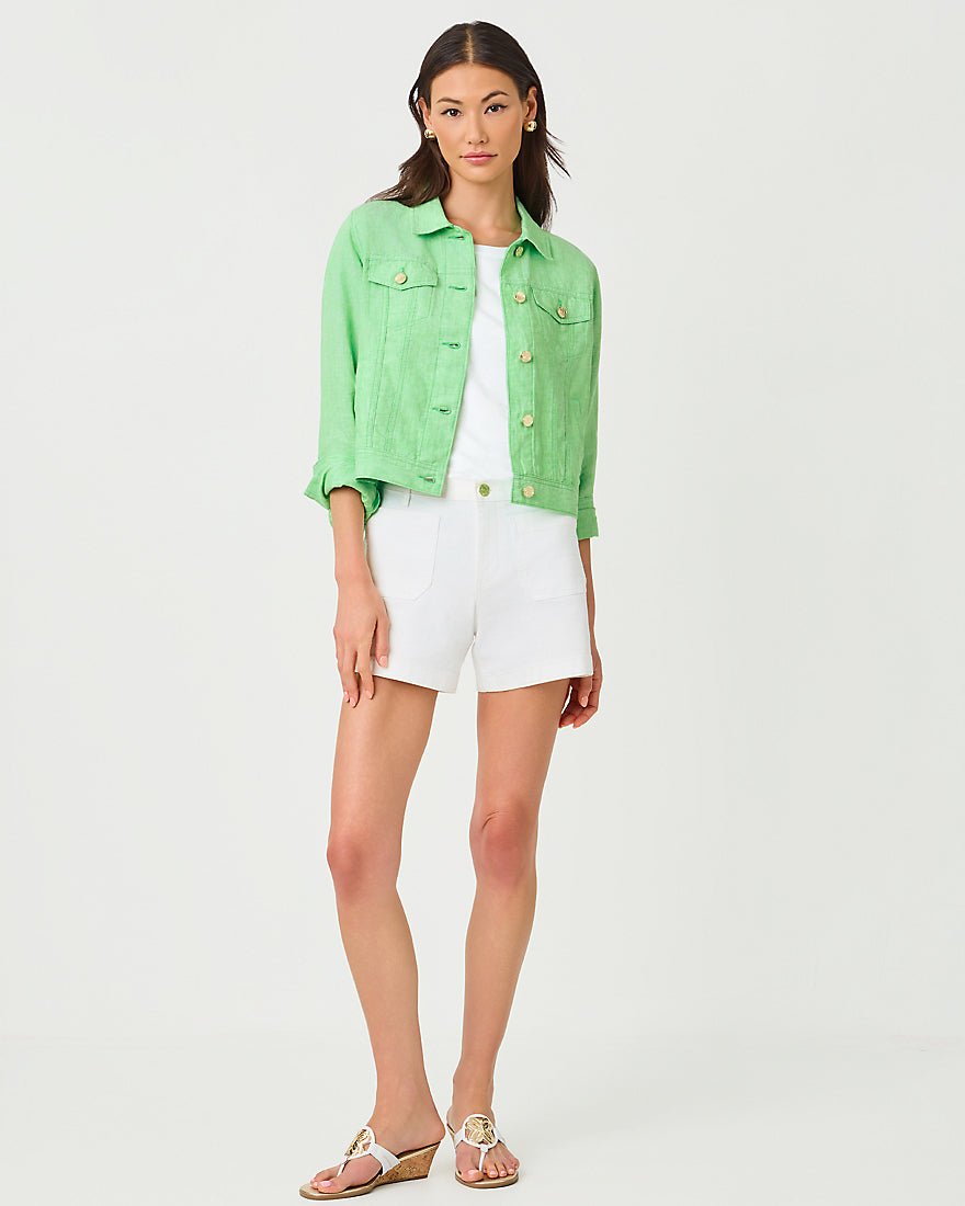 Lilly Pulitzer - Seaspray Linen Jacket - Jackfruit Green X Resort White